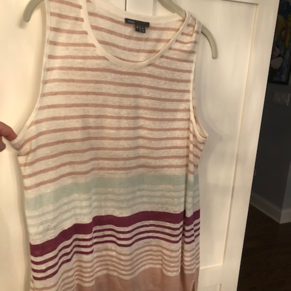 Vince Women's Linen Stripe Tapered Bottom Tank-Sz M-Like new! - Picture 1 of 7